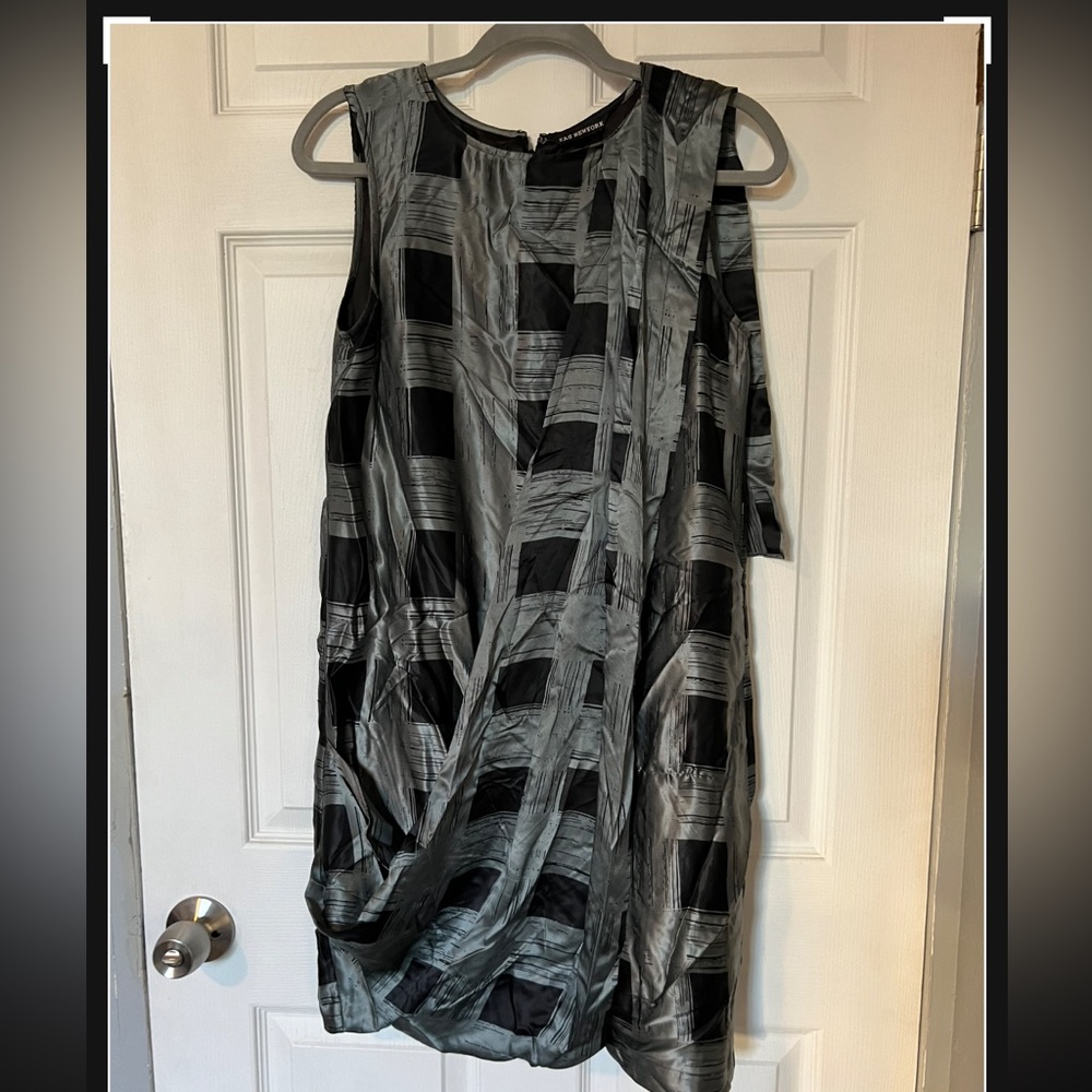Kas New York grey & black silk dress size 8